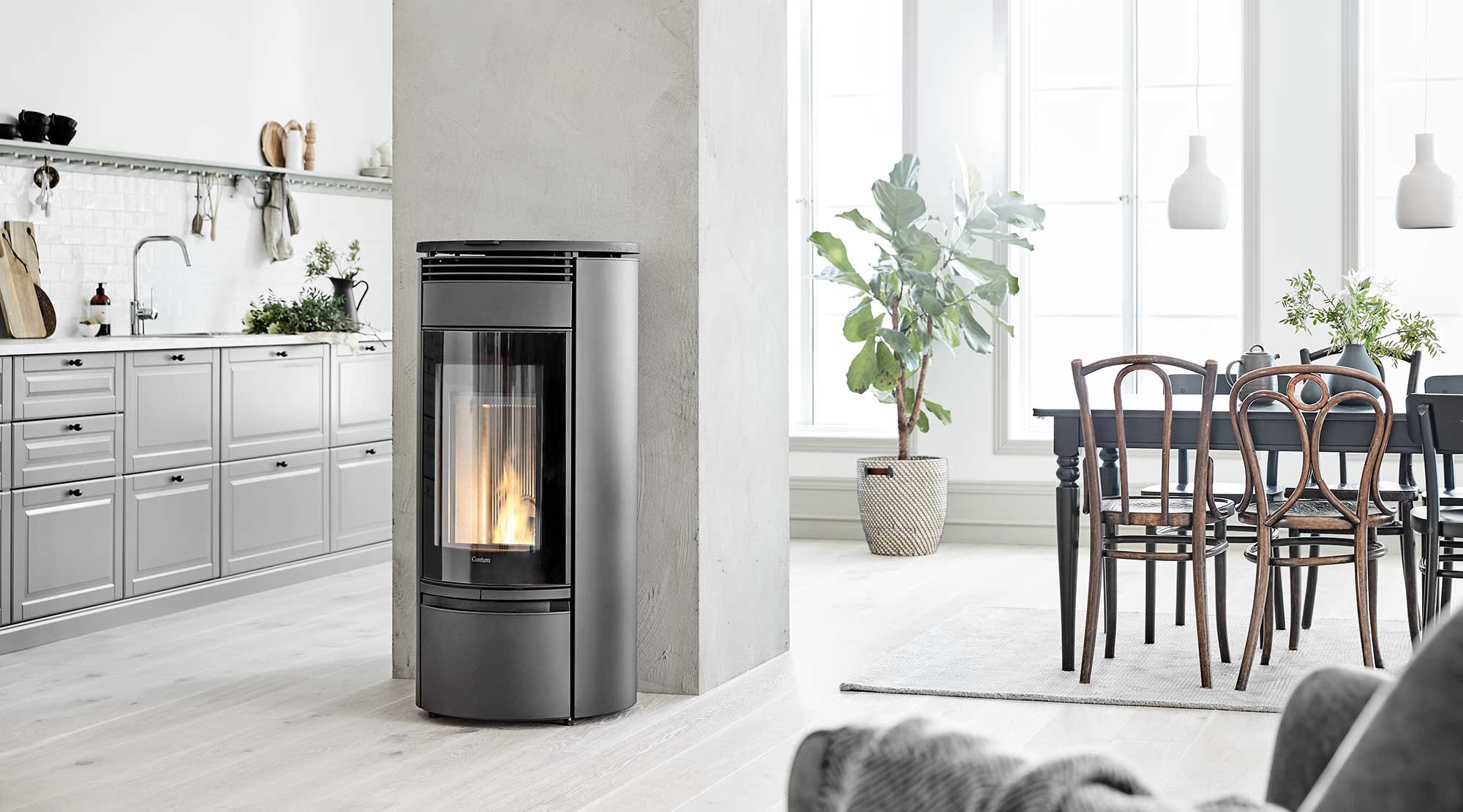 Pellet stove in home