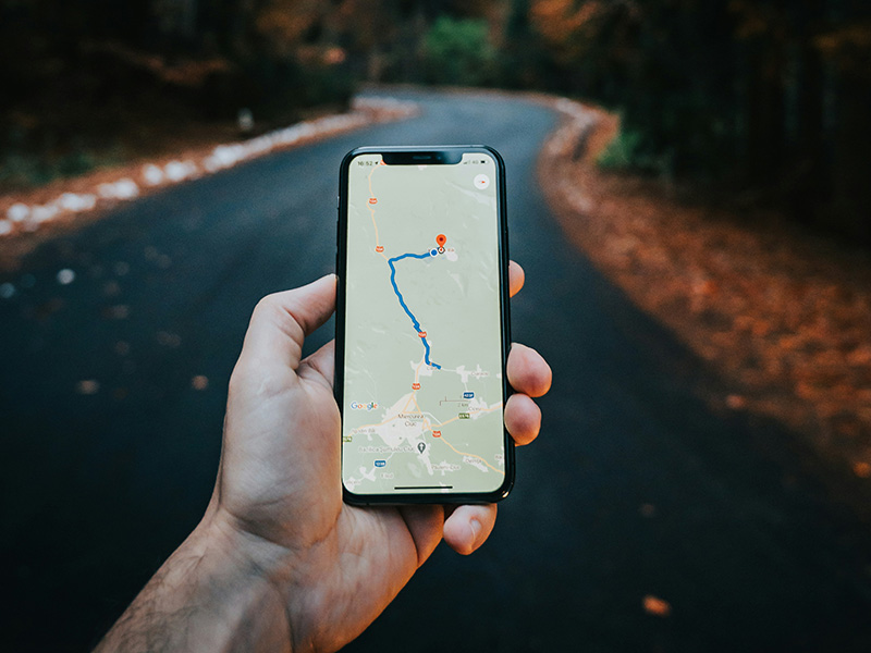 Google maps i en mobiltelefon